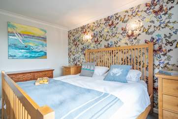 The first bedroom on the ground floor with views over the garden.