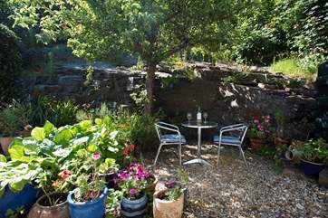 The terrace at the back of the house.