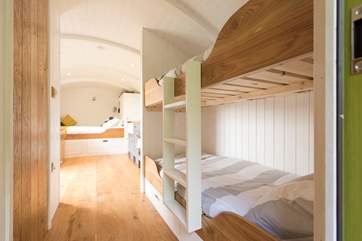 There are 2'6'' bunk-beds at the other end of the hut, ideal for children or adults.