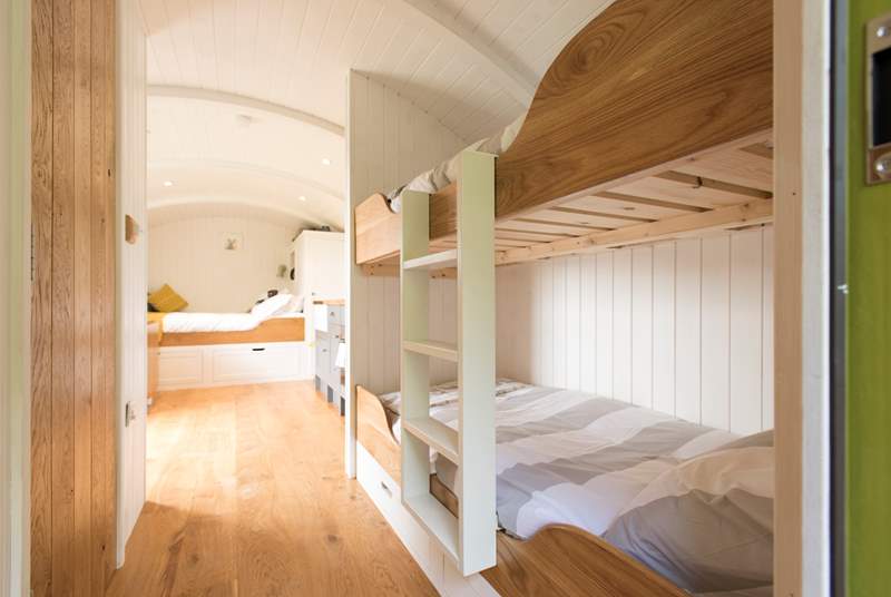 There are 2'6'' bunk-beds at the other end of the hut, ideal for children or adults.