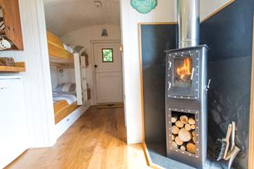 Looking towards the very comfortable bunk-beds.