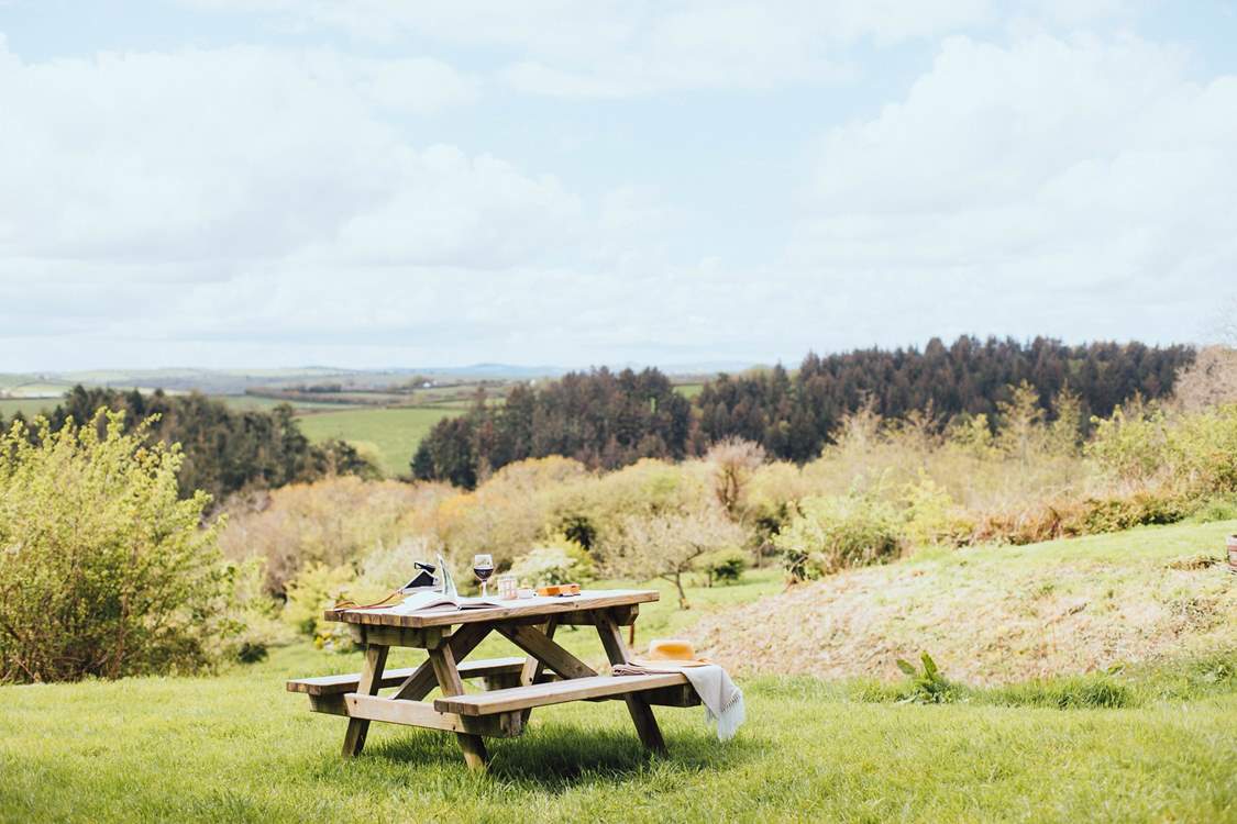 Alfresco dining with views of the rolling hills