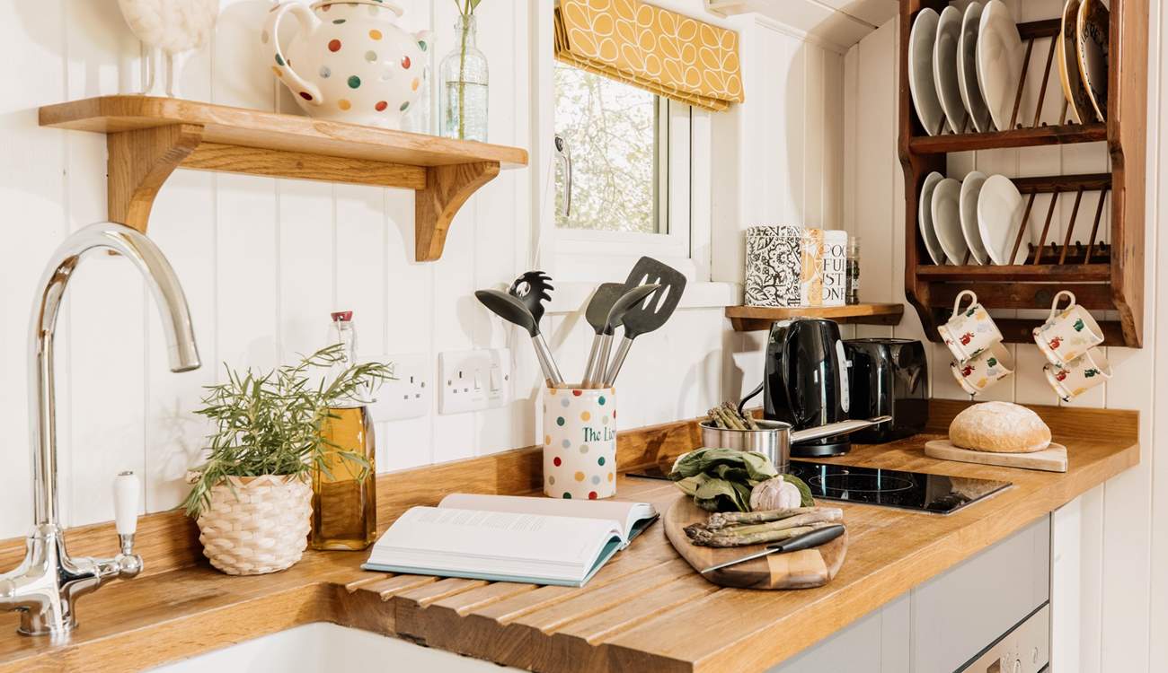 Cook up a feast in the charming kitchen