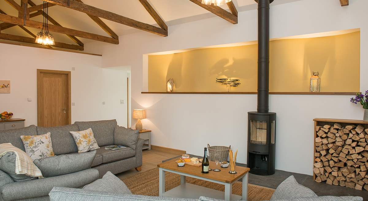 Although with under-floor heating throughout, you cannot beat snuggling up in front of the wood-burner on chillier evenings - and the generous owners provide this amount of wood for your stay!