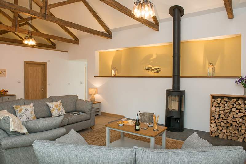 Although with under-floor heating throughout, you cannot beat snuggling up in front of the wood-burner on chillier evenings - and the generous owners provide this amount of wood for your stay!