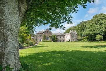 The majestic 17th Century manor of Trewan Hall takes centre stage on the estate.
