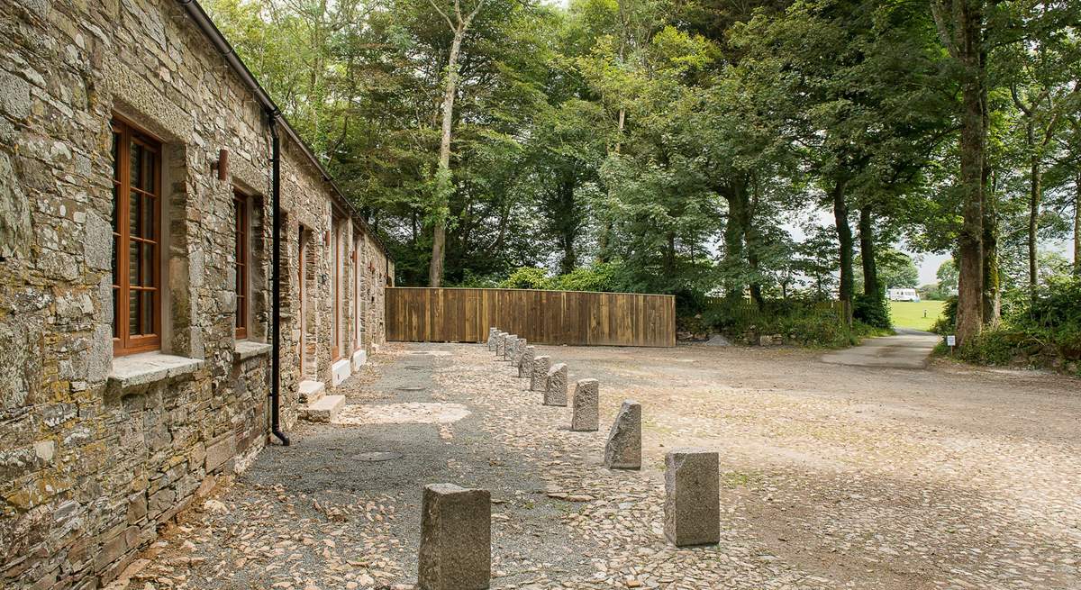 The lane in front of The Stables leads off to one of the caravan and camping areas.