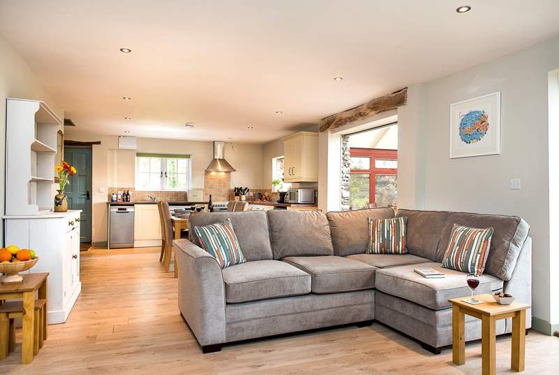 Lee Cottage has a lovely spacious open plan living-room.