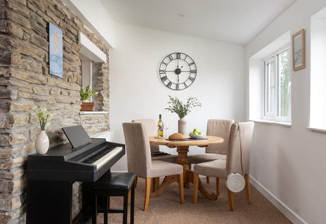 You may prefer to dine in the garden room, and you can provide your own musical entertainment on the piano.