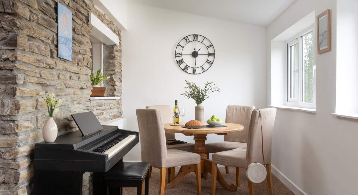 You may prefer to dine in the garden room, and you can provide your own musical entertainment on the piano.