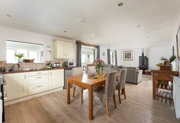 Lee Cottage has a lovely spacious open plan living-room.