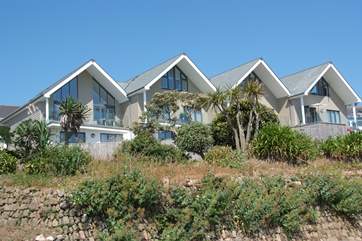 A view of the apartments from the dunes.