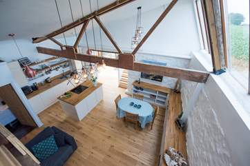 The view from the mezzanine bedroom (please take care with small children).
