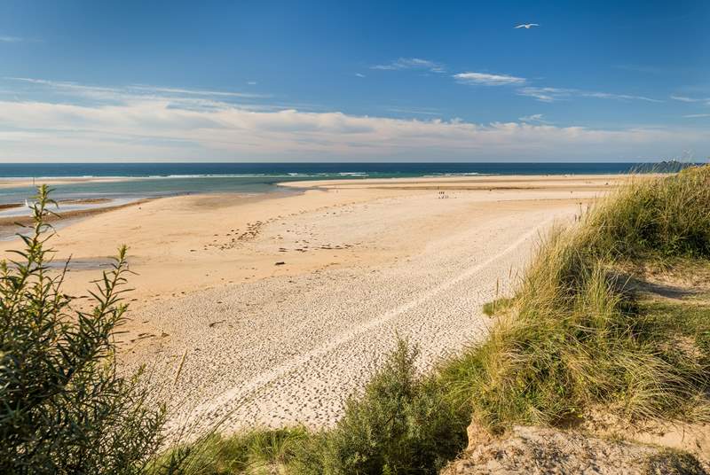 The golden sands of Gwithian, the perfect beach for kite surfers.