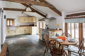 Spacious and well-equipped kitchen.