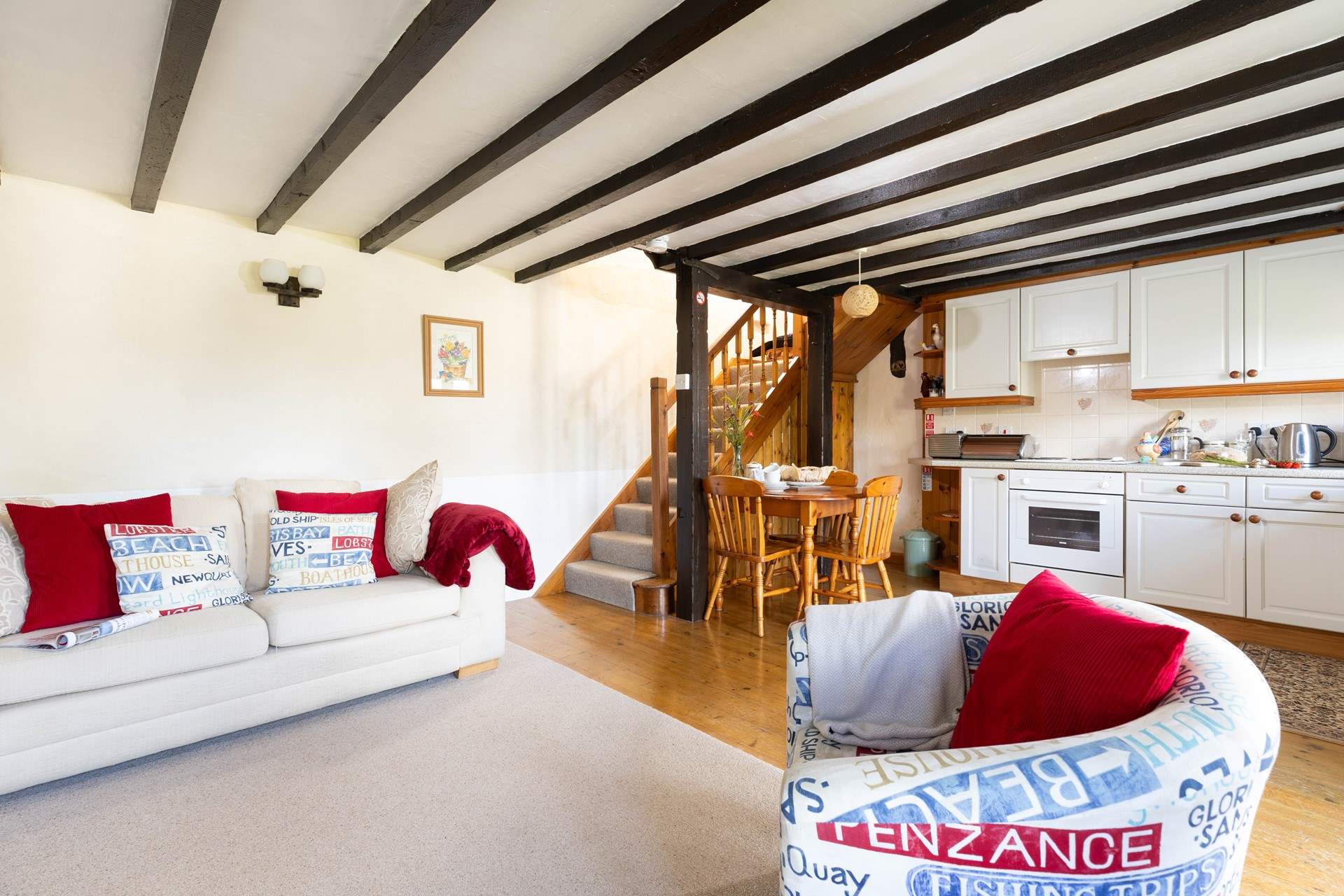 The open plan living area offers the perfect spot to enjoy a lazy morning.