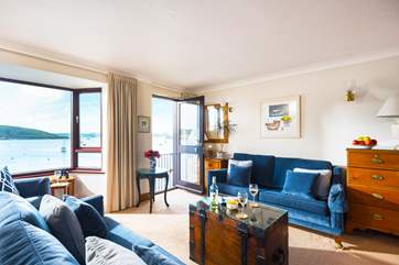 The sitting-room is on the first floor with fabulous views.
