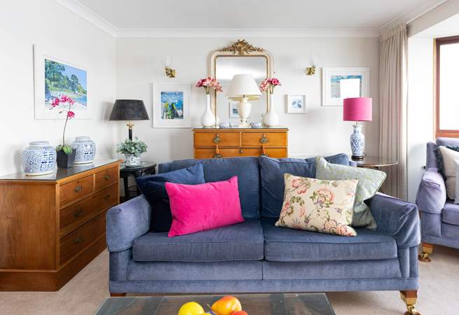 Pops of colour and beautiful paintings throughout. 