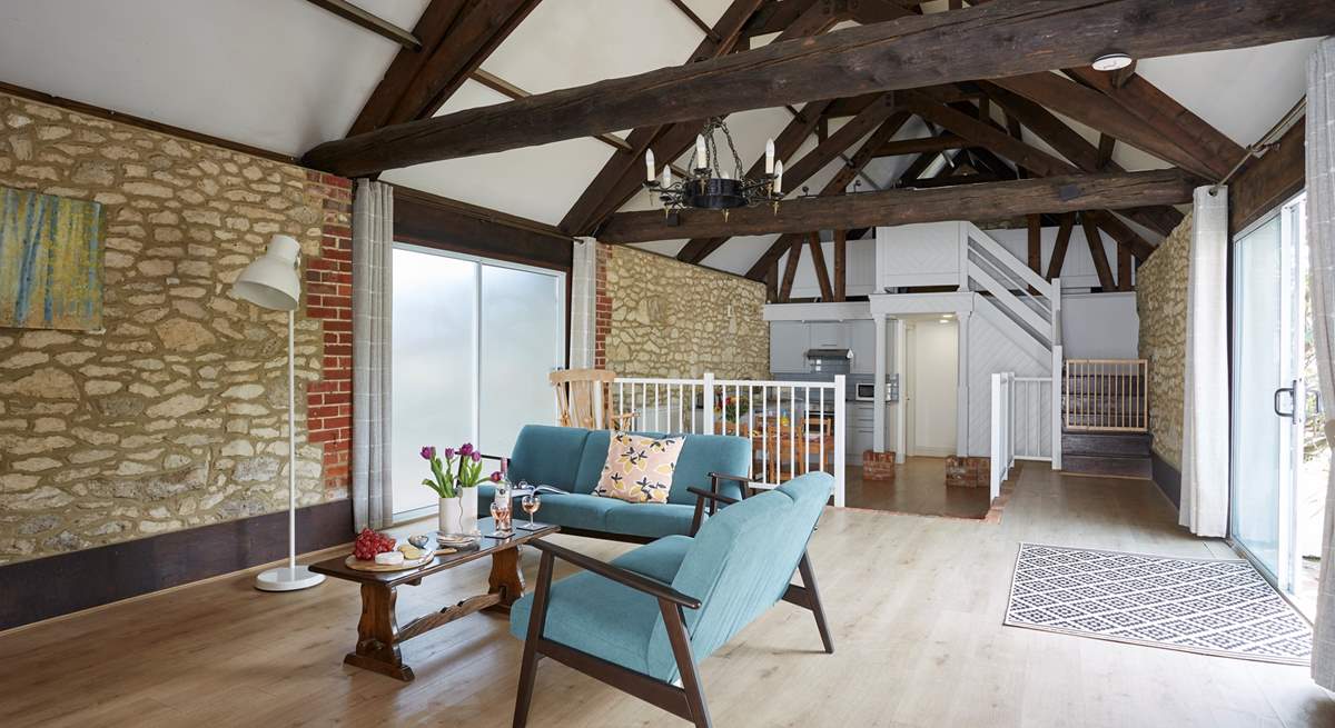 Long view of the open plan living area.