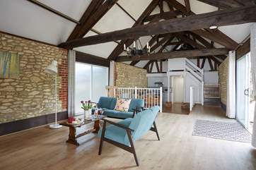 Long view of the open plan living area.
