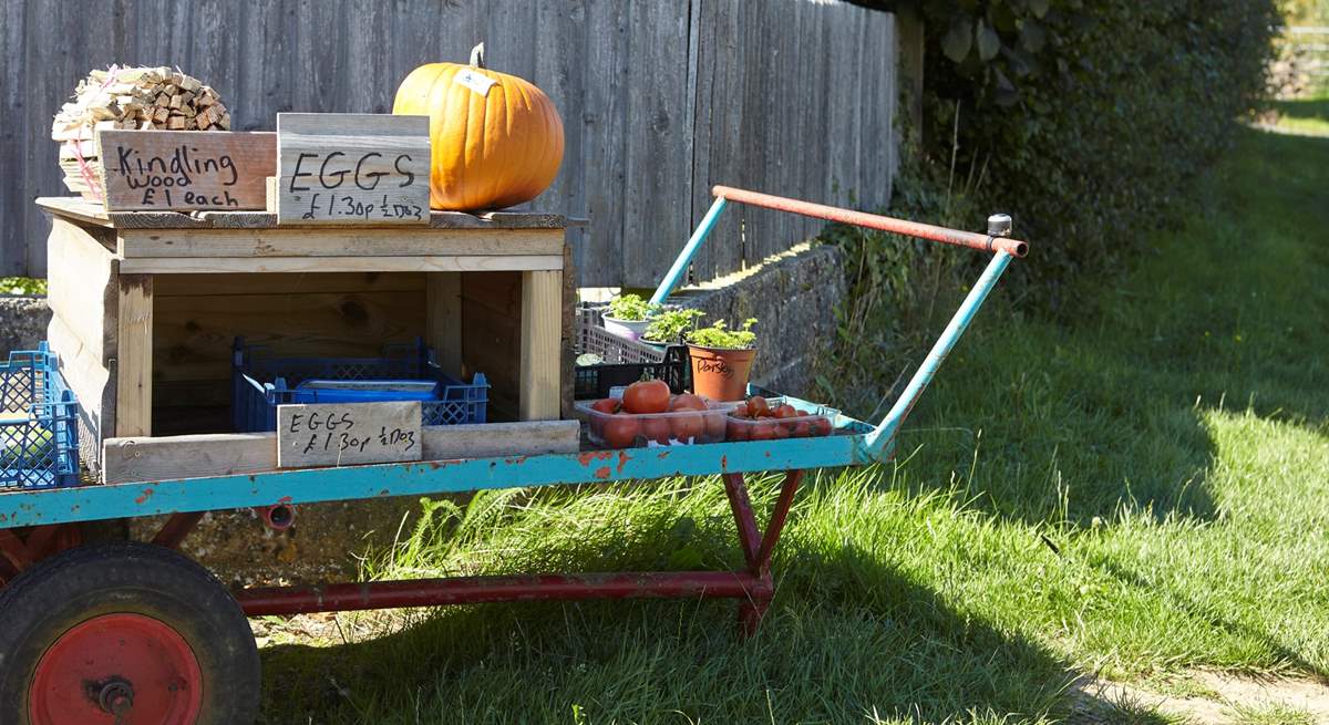 Local produce for sale in Wellow.