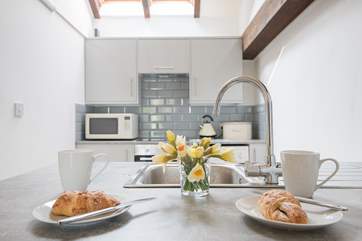 The breakfast bar is perfect for two guests.