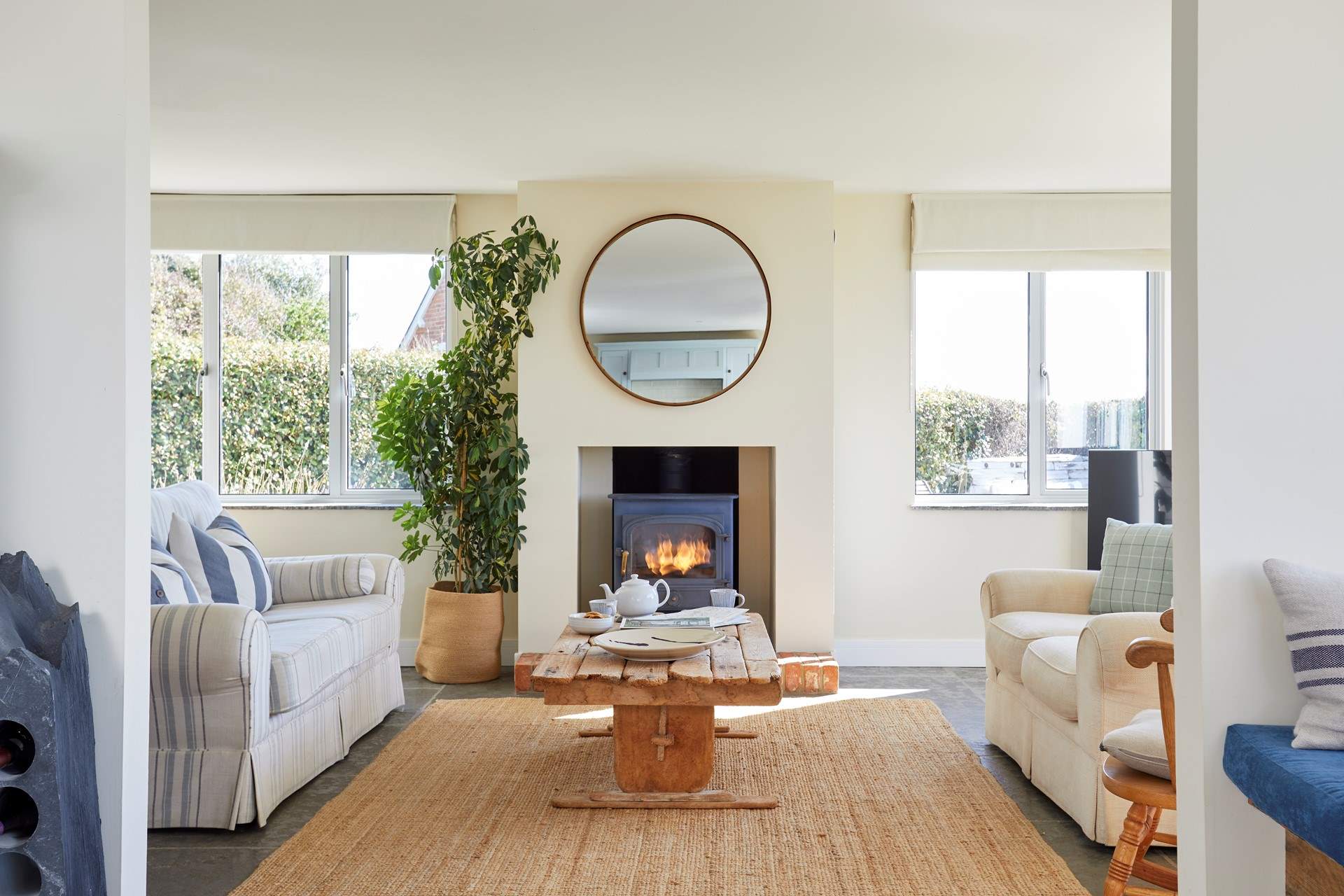 The cosy sitting area features a wood-burner for those chilly evenings.