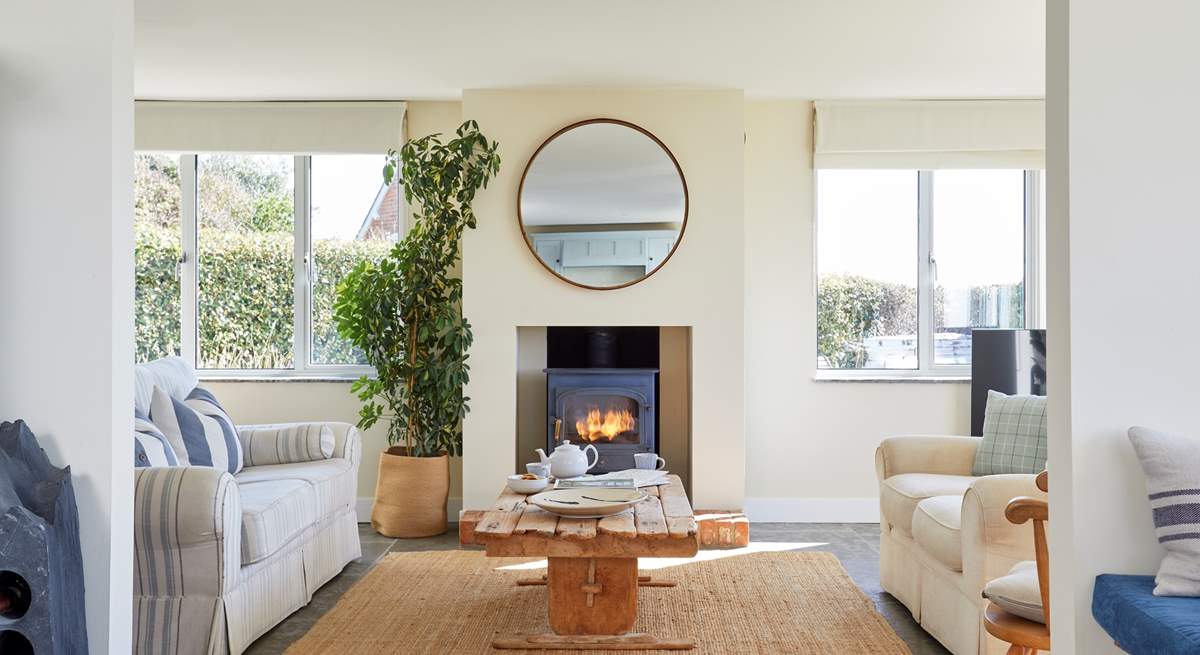 The cosy sitting area features a wood-burner for those chilly evenings.