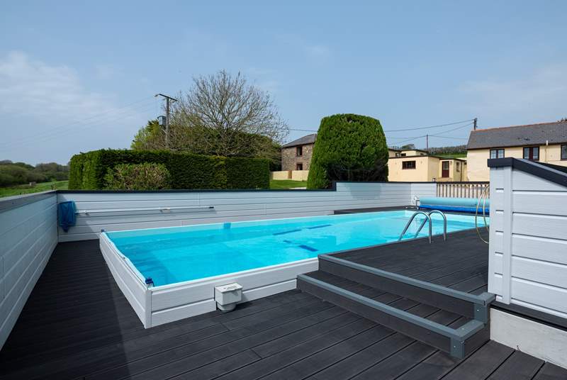 The swimming pool is available from mid-May until mid-September, heated by an air source heat pump and shared with the owners.