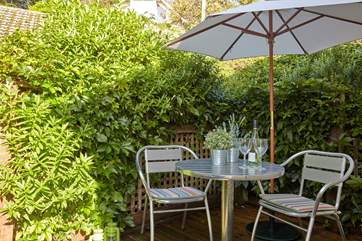 The decked area is the perfect place to eat, drink and relax.