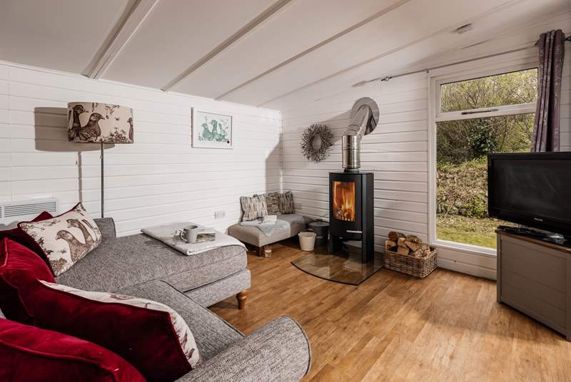 The wood-burner makes Cuddle Cabin a great year round retreat.