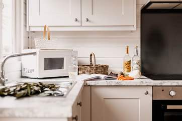 Cook up a holiday feast in the well-equipped kitchen.