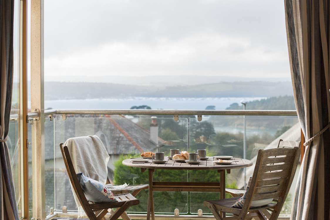 The fabulous view towards St Mawes and Falmouth Bay in the distance.