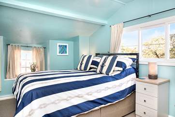 The bedroom has a super comfy double bed.