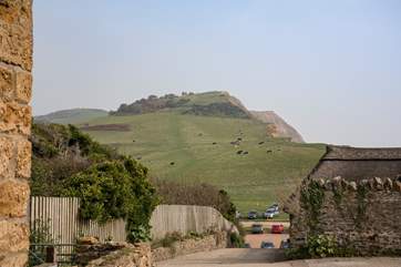 This is the steep little private road that leads around to the parking spaces at the back of the cottage.