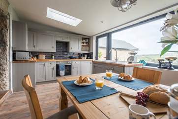 The kitchen-diner with stunning countryside views.