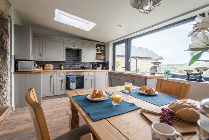 The kitchen-diner with stunning countryside views.