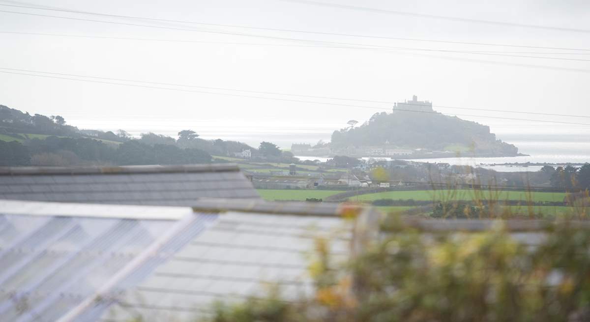 The view from the sitting-area at the end of the private garden to St Michael's Mount.