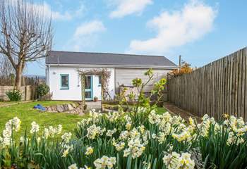 A perfect setting with spring flowers.