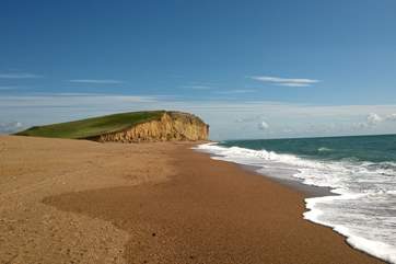 The Jurassic Coast is just waiting to be explored. This is the beach as it stretches away from Burton Bradstock.