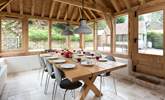 This light-filled oak-framed dining-room seats all 12  guests easily. There is direct access outside too. - Thumbnail Image