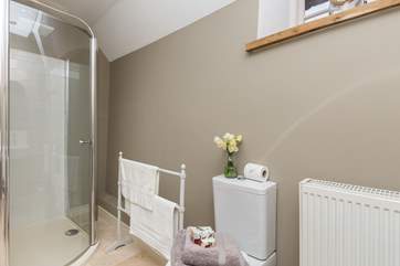 The shower-room is shared by the blue double bedroom and the lower ground floor bedroom.