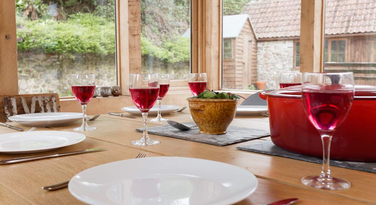 Eating in the garden-room is just as much fun, especially on a summer evening.