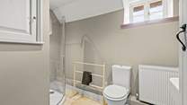 The shower-room is shared by the blue double bedroom and the lower ground floor bedroom.