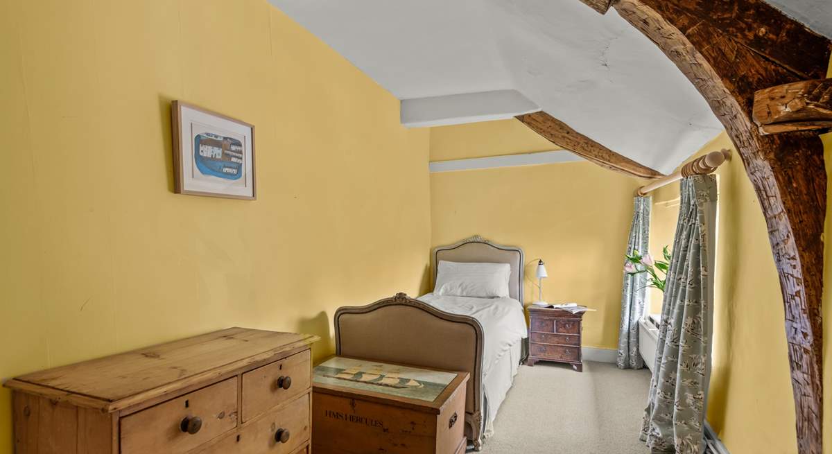 This lovely single bedroom looks out to the front of the farmhouse. The family bathroom is across the corridor.