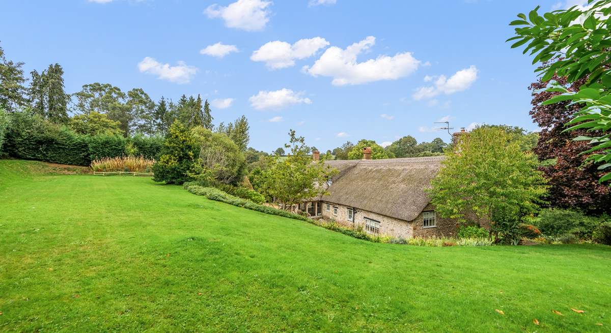 This is the wonderful view down over the farmhouse from the gardens at the rear.