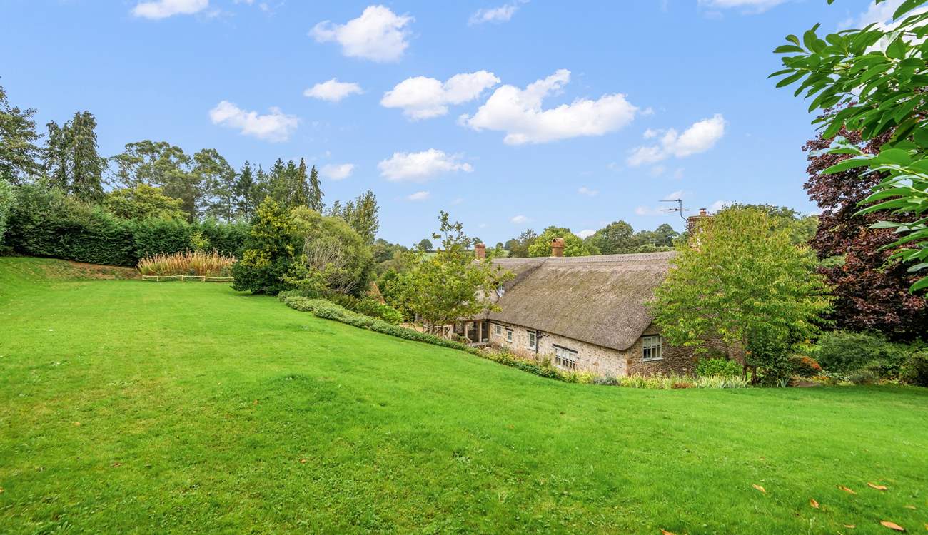 This is the wonderful view down over the farmhouse from the gardens at the rear.