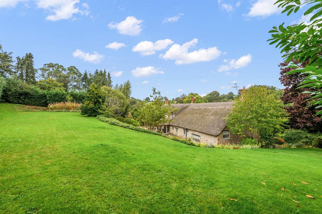 This is the wonderful view down over the farmhouse from the gardens at the rear.