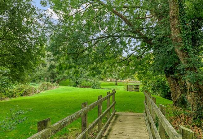 Looking across the bridge to the meadow.