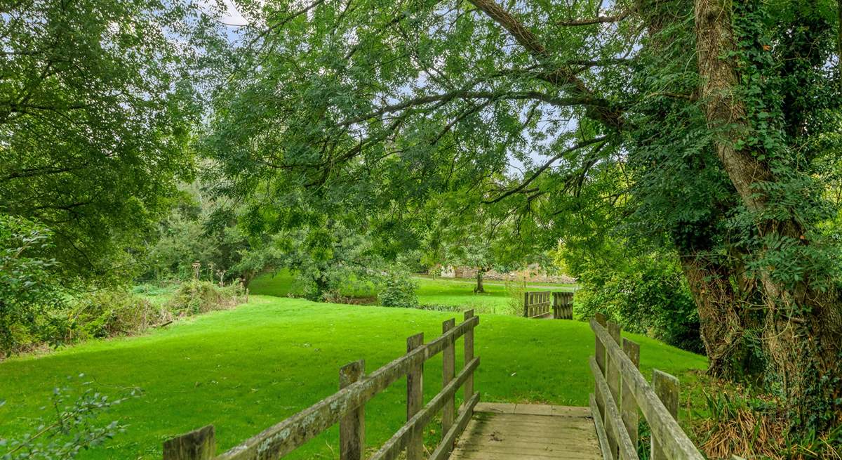 Looking across the bridge to the meadow.